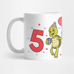 I am 5 with turtle - kids birthday 5 years old Mug